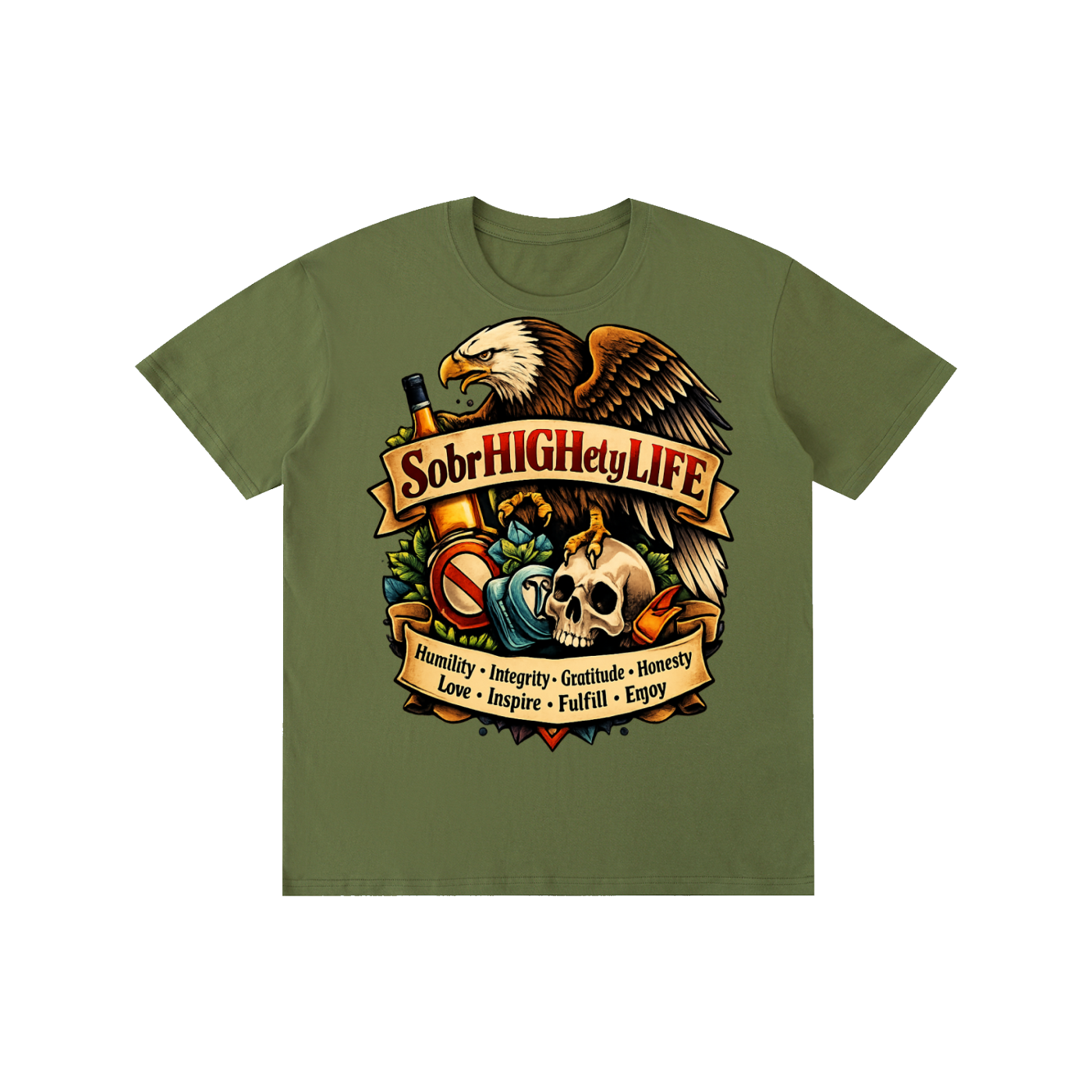 Men's T-shirt ,Women's T-shirts ,Recovery T-shirt ,Sobriety ,Addiction recovery ,High Life